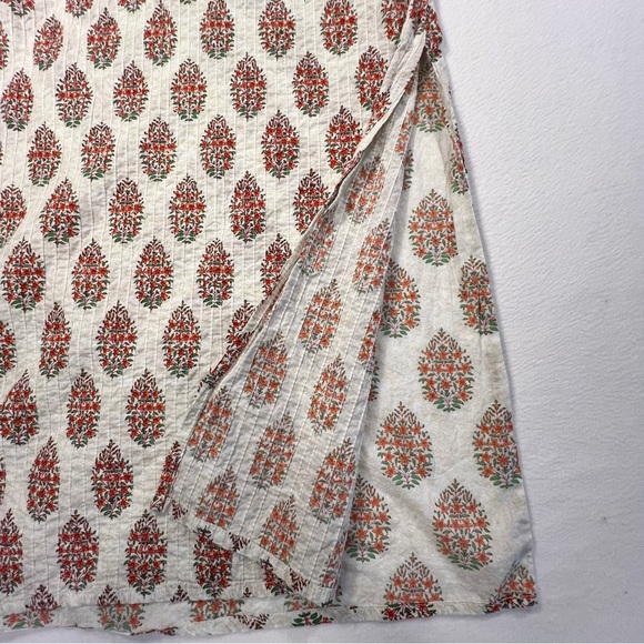 Sabhyata Indian Cream Red Floral Printed Straight Kurta Kurti Tunic Ethnic Dress - Picture 9 of 12